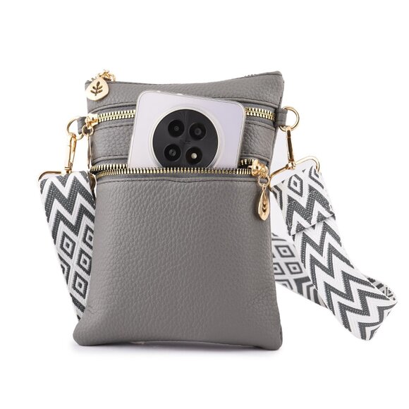 Artizanni Womens Crossbody Vegan Clutch Purse Satchel with Guitar Strap (Grey) - Picture 3 of 12